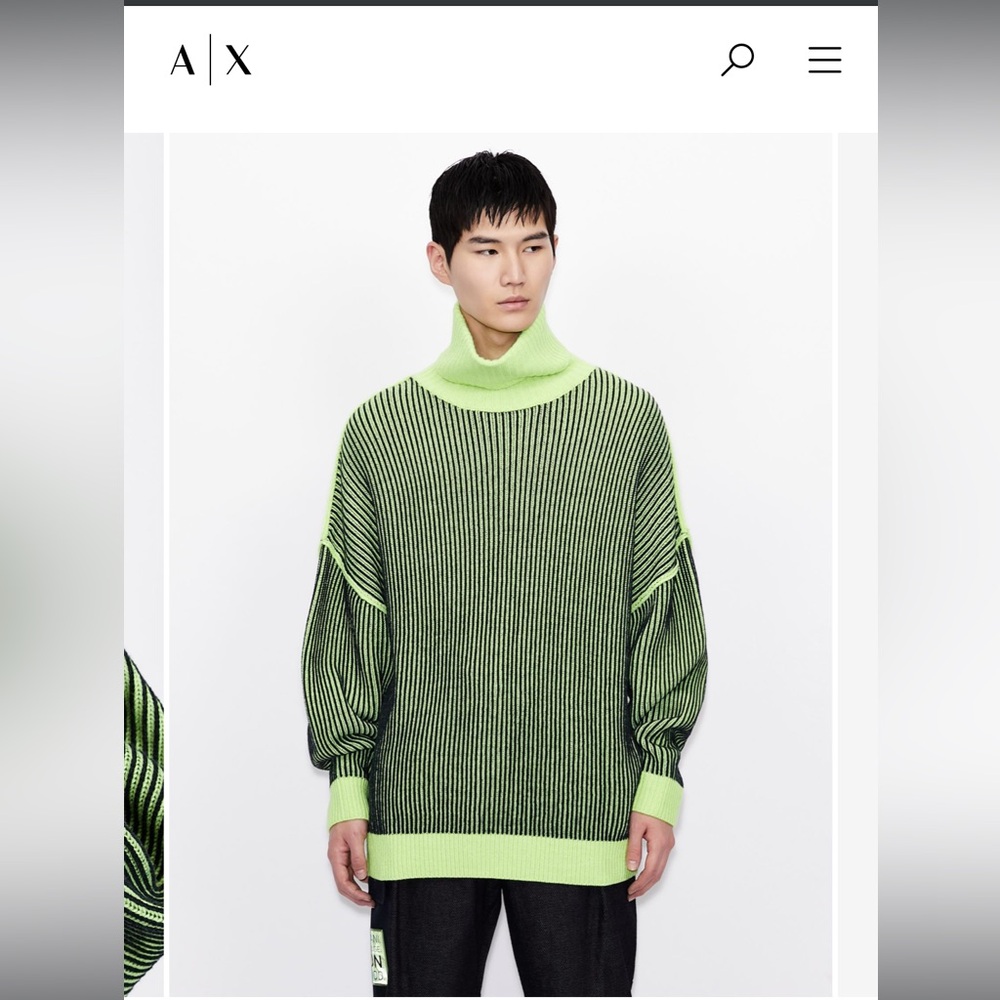 ARMANI EXCHANGE A/X AX brat xcx green color oversized unisex sweater turtleneck